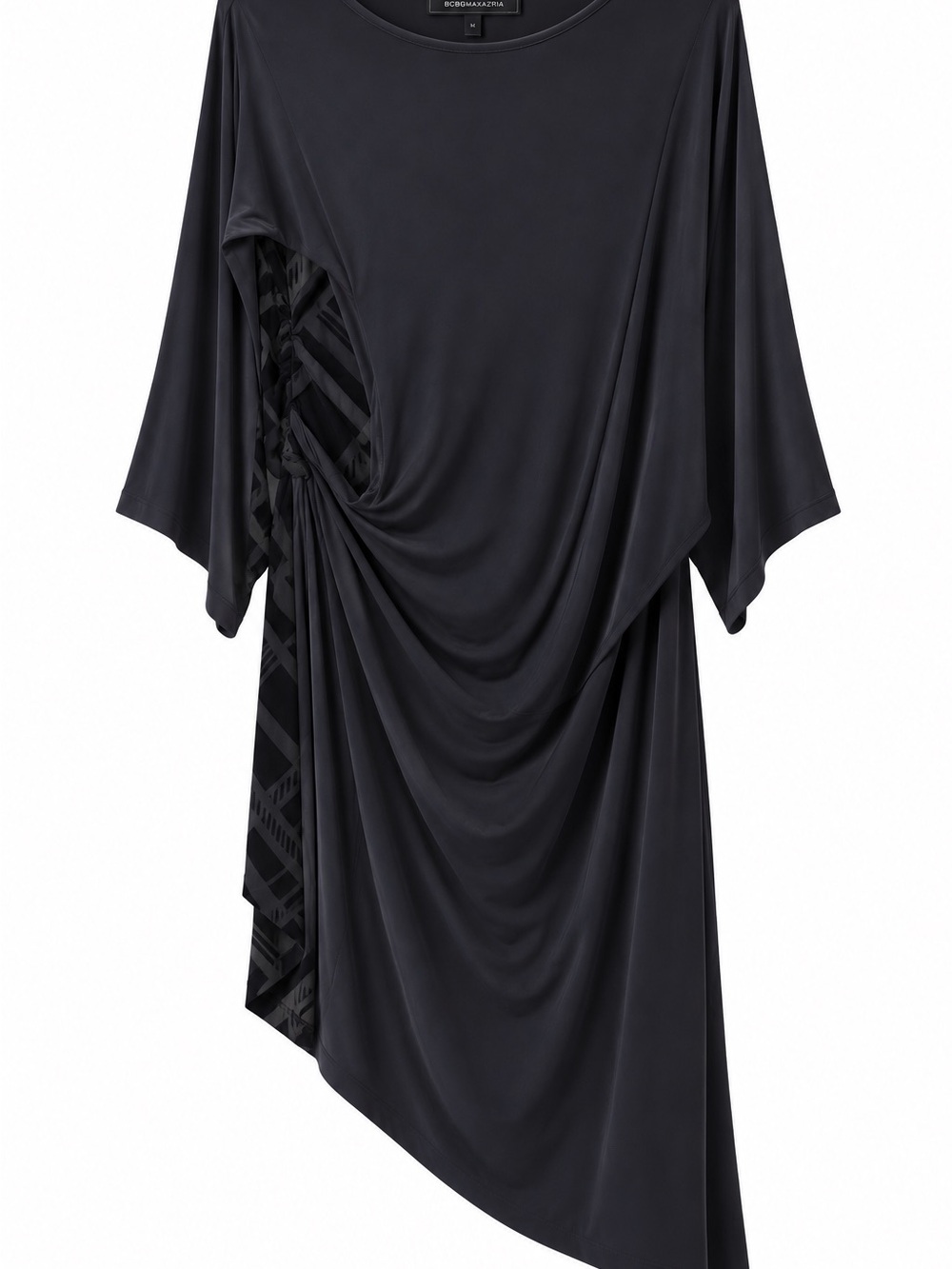 BCBGMaxAzria Black Asymmetrical Draped Dress